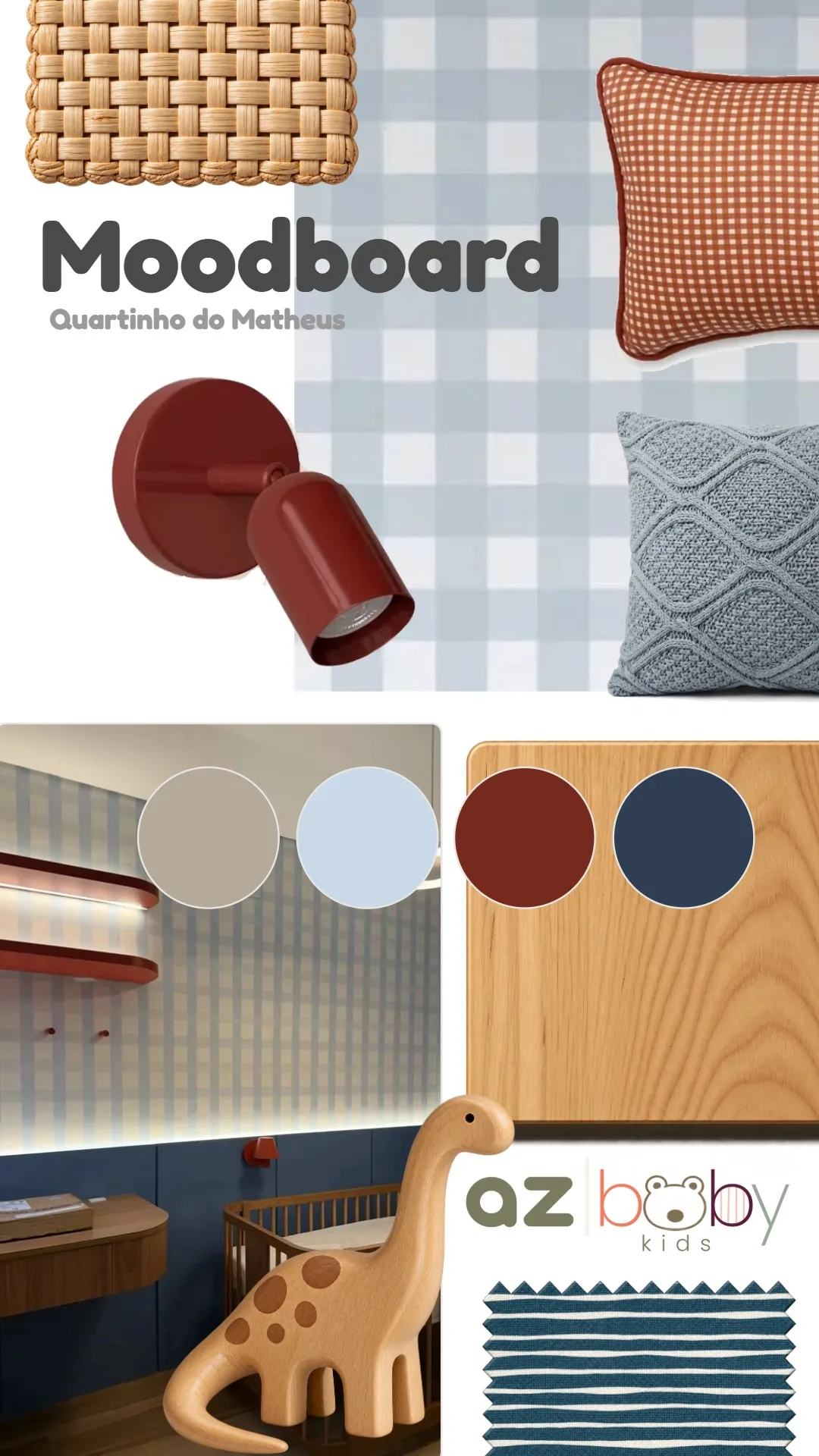 Moodboard do quarto de menino montado no aplicativo