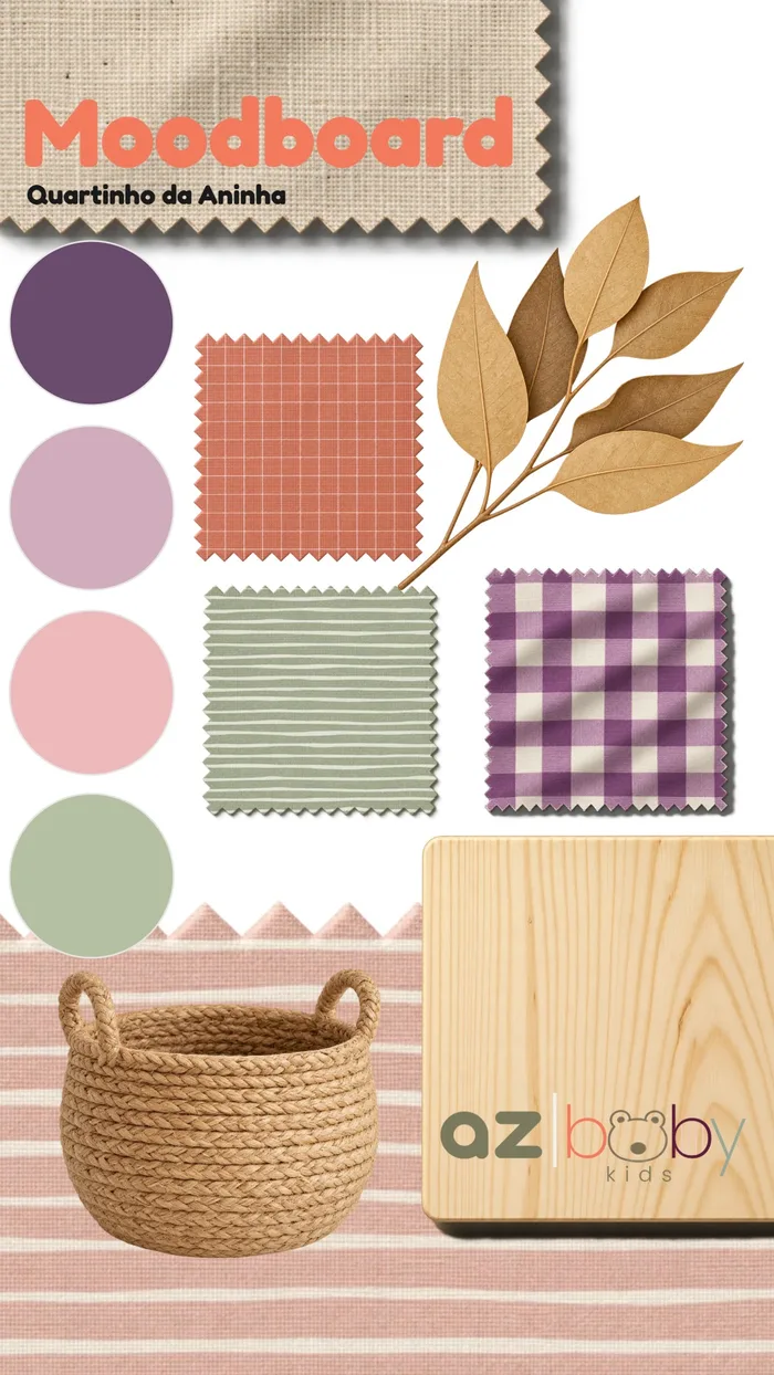 Moodboard do quarto de menina montado no aplicativo