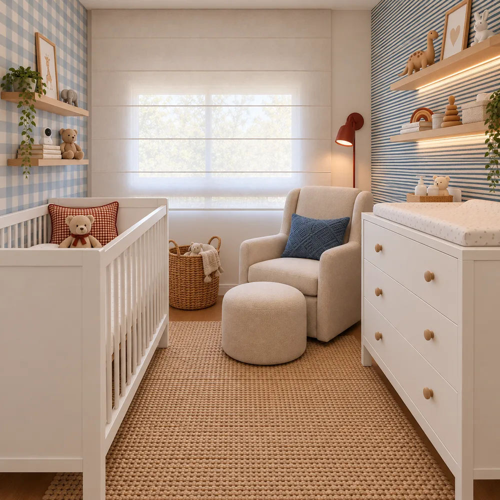 quarto de bebê com os itens do moodboard aplicados
